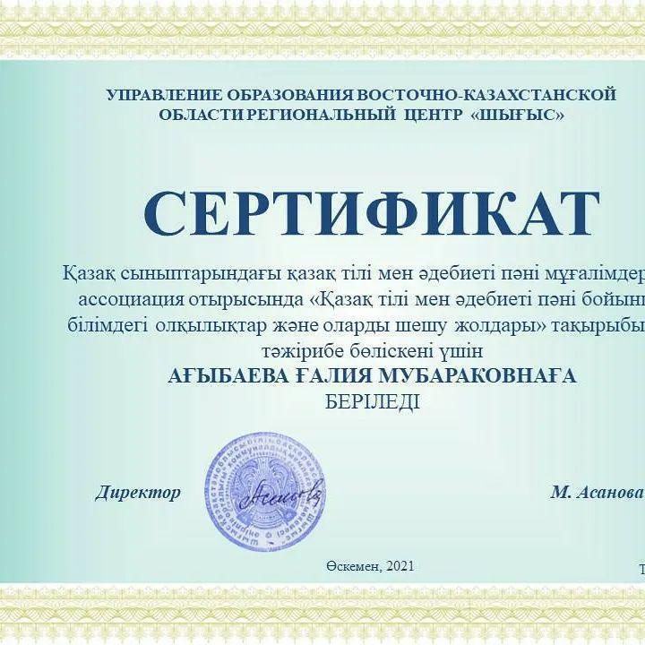 2021 жылы 16 қарашада онлайн форматта қазақ тілі мен әдебиеті пән мұғалімдерінің облыстық ассоциациясының 1-семинары болып өтті.