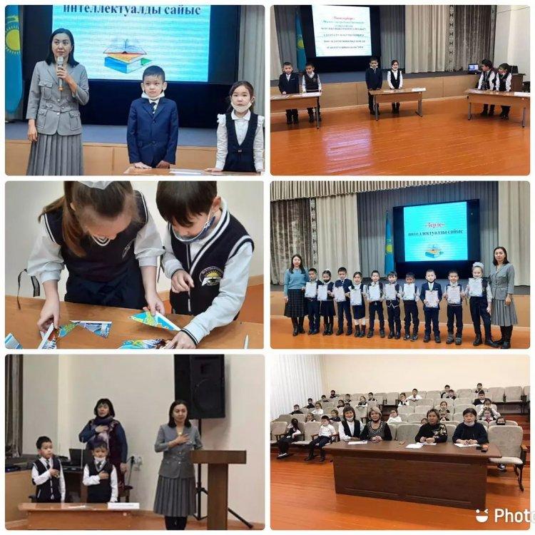 Калиева Лариса Социалқызы бастауыш сынып бірлестігінің айлығы аясында 1- сыныптар арасында " Зерде" интеллектуалды сайысын өткізді.