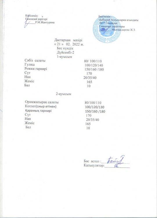Әлеуметтік көмек алатын балардың бір апталық дастархан мәзірі