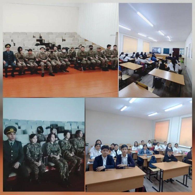 Гимназиямыздың 7 сынып оқушыларына 9 мамыр Жеңіс күніне арналған "Батырлар елі" тақырыбында Мәншүк Мәметова, Хиуаз Доспанова, Талғат Бигелдинов батырларымыз туралы деректі фильмдер көрсетілді.