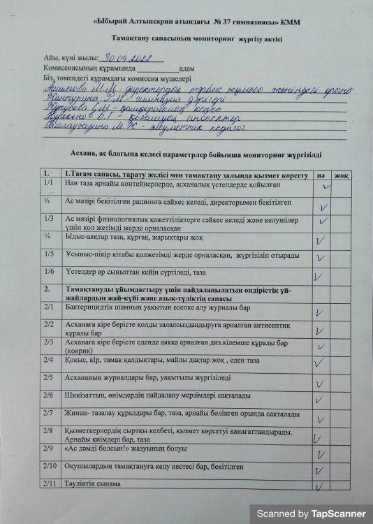 Асхананы тексеру актісі