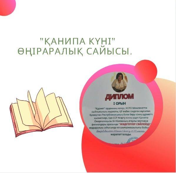 "ҚАНИПА КҮНІ" өңіраралық сайысы. "Жәдігерлер сөйлейді" номинациясы бойынша, жүлделі 1-ші орынды жеңіп алған ақын ұлымыз Бәкіров Асылжанды шын жүректен құттықтаймыз!