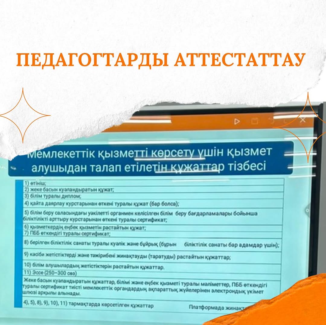 2025 жылдың 31 қаңтар күні гимназиямыздың 2024-2025 оқу жылында аттестаттаудан өтетін педагогтарға аттестаттаудан өткізу қағидалары мен шарттары туралы, оқушы мен кәсіби жетістіктерін растайтын құжаттар (№514 бұйрыққа